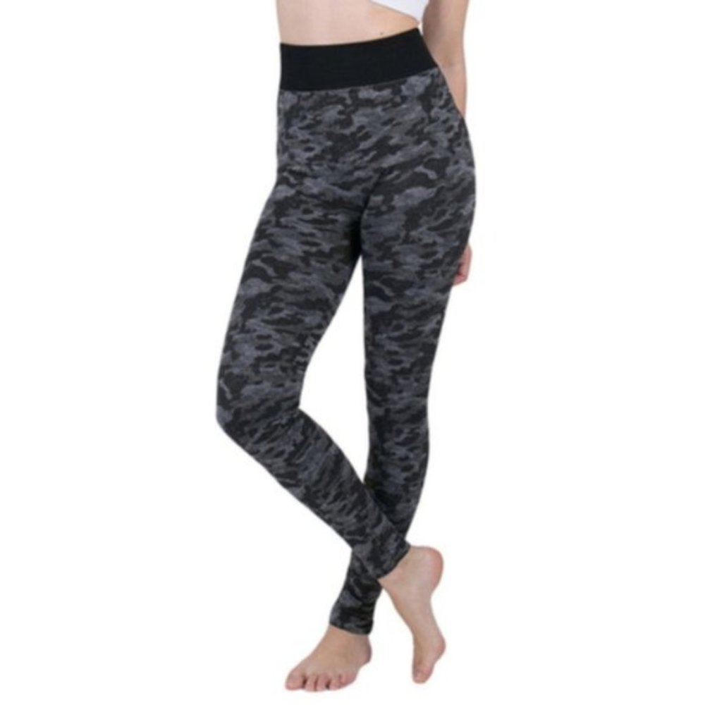 Gray with Black Camouflage Yoga Pants